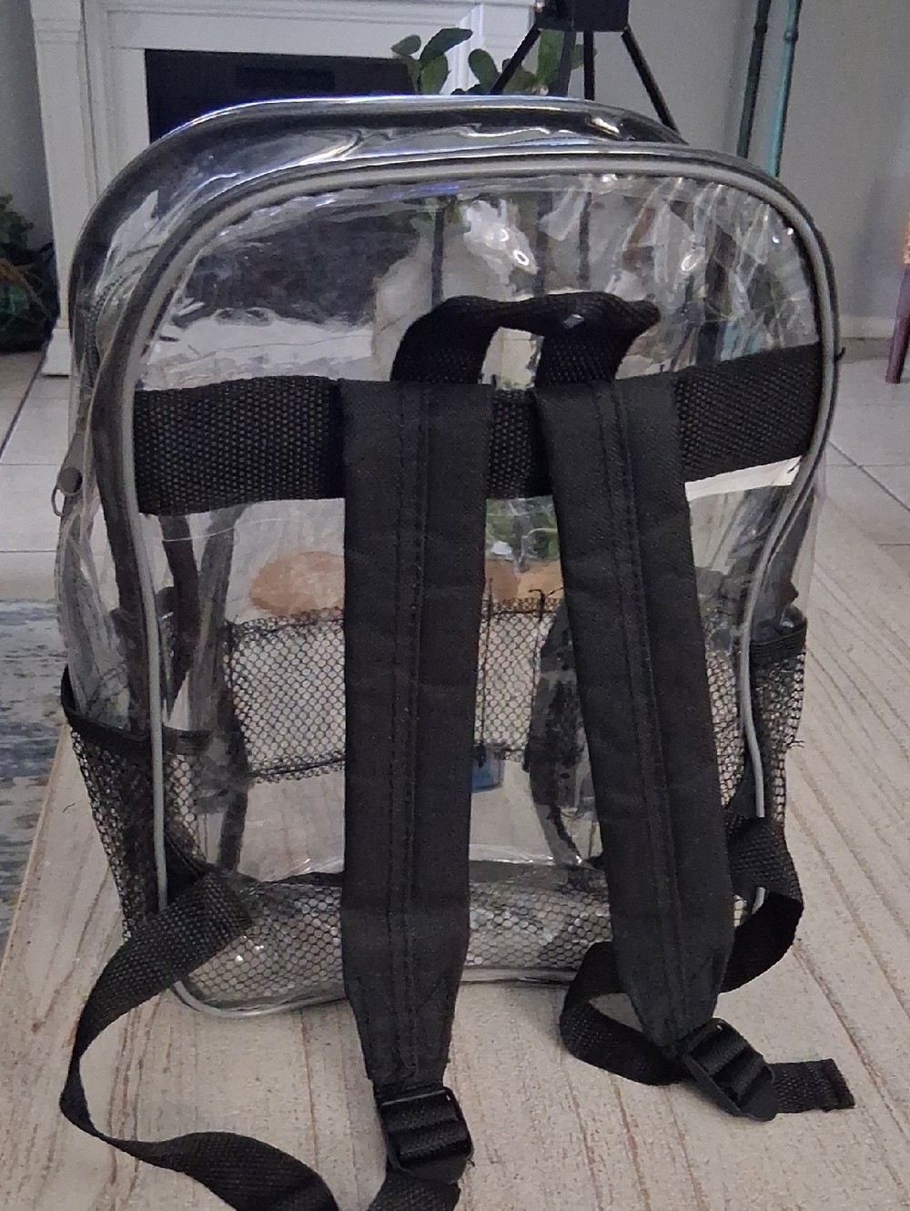 Clear Transparent Backpack with Black Trim - Picture 4 of 9